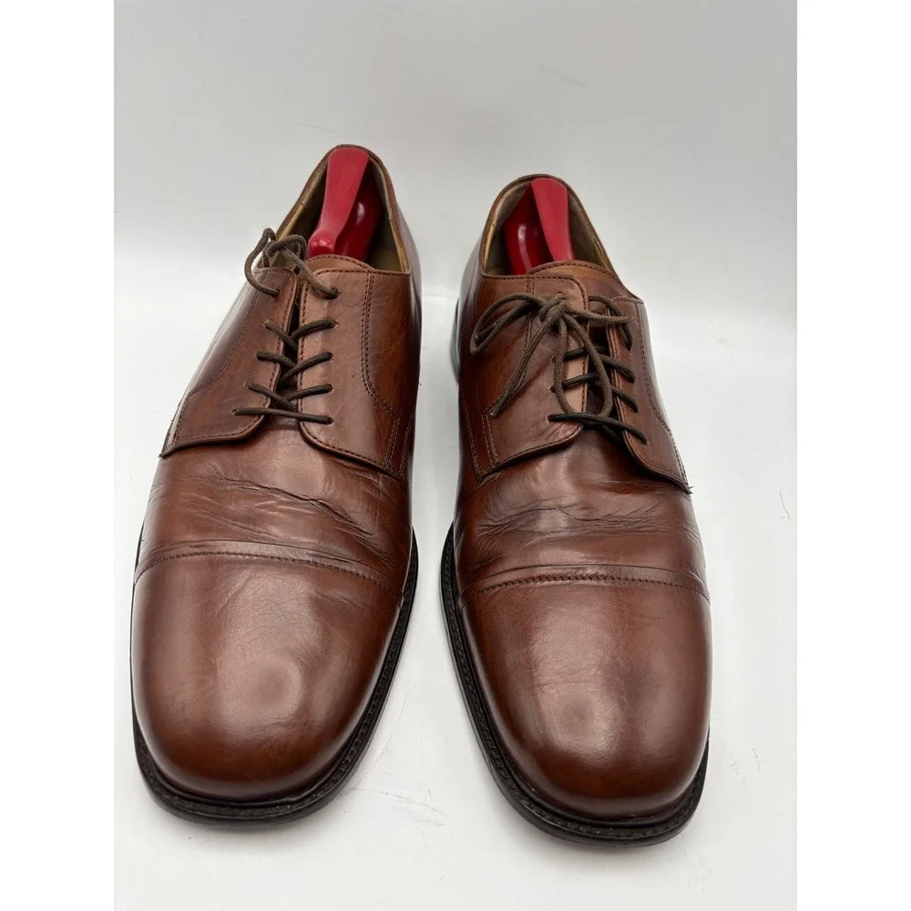 J. Murphy by Johnston & Murphy Men's 12 Brown Leather Cap Toe Derby Dress Shoes